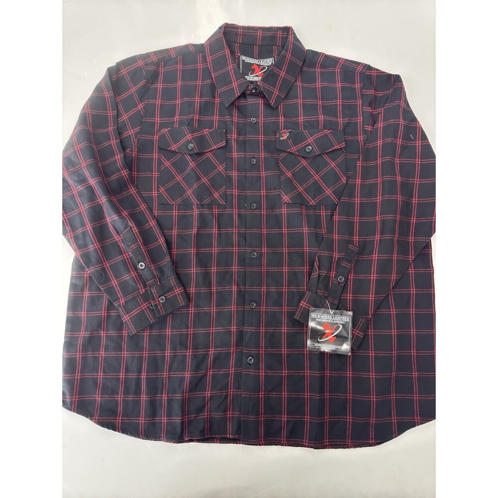 Milwaukee Leather Men's Button Front Long Sleeve Cotton Flannel Shirt 5XL
